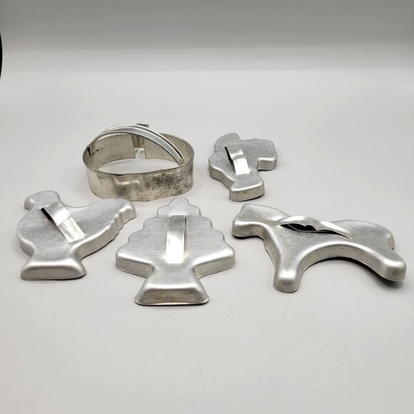 Vintage Aluminum Cookie Cutters with Handles Variety Set Of 5 - Picture 2 of 7